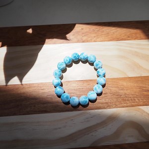 Gem Grade Larimar Crystal Bracelet: Caribbean Blue Stone, 12mm Beads - Etsy