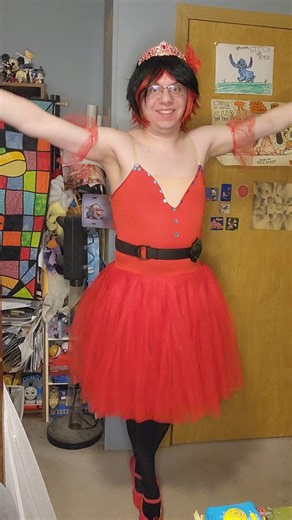 Ackley Attack TV on Instagram: "Ruby is truly gonna get better at dancing in general being a Ballerina by far. 😉👍🌹❤️🩰 Red Ballerina outfit w/ Hair clip by AFAVOM Wig by @fmanime Black Dance Tights bought at @discountdance Ballet slippers by Bloch / Painted & customized by me. Belt, Tiara & Wrist Cuffs bought off of @amazon Ruby Rose emblem done by @shortstuffarts Arm Ruffles sewed by me w/ Tutorial by @conservatorybyprimadonna Fabric & Materials bought at @joann_stores #rwby #rubyrosecosplay