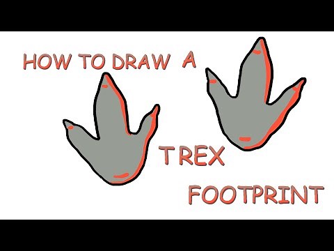 How to draw a TREX footprint easy. Dinosaur footprints