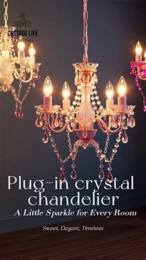 Plug-In Crystal Chandelier for Bedroom, Nursery or Girls Room