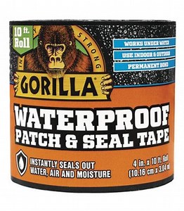Gorilla Waterproof Patch & Seal Tape Black - 4 inch x 10 ft - Hardware Specialist