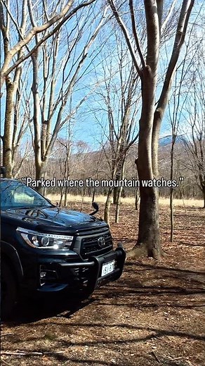 朝霧高原｜冬の林間サイトから望む富士山とハイラックス