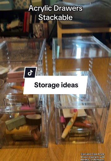 Stackable Storage Bins--The top of the drawer has groove design ensures stacking. Use these stackable drawers to save space, which is also keep organized. Stackable Clear Acrylic Drawer organizer, with Handles, for Bathroom, Kitchen, Under-sink, Cabinet, Closet, Makeup, Pantry #drawers #drawerorganization #drawerorganizer #storagehacks #storagesolutions #storageideas