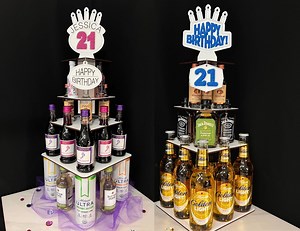 Custom 21st Birthday Alcohol Tower: Mini Liquor, Wine & Beer Display - Etsy