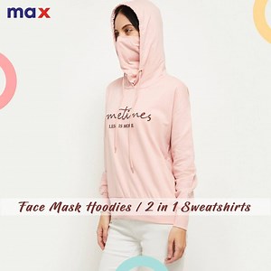 16K views · 120 reactions | Why carry an extra mask when you have a 2 in 1 sweatshirt!! With a hooded silhouette and detailed chest prints, the casual sweatshirt brings up a whole new look of chic and stylish together. Get yours now at www.maxfashion.in and at #MaxFashionStores near you. #WinterCollection #Hoodies #Sweatshirts #Shopping #FaceMask #Chic #Stylish #WomenFashion #HitRefresh #OnlineShopping #WinterCollection2020 | Max Fashion | Facebook