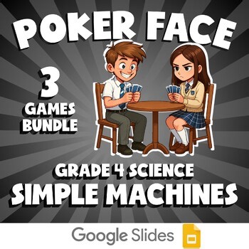 3 POKER FACE Science Games - Simple Machines - Grade 4 No Prep Review Activity