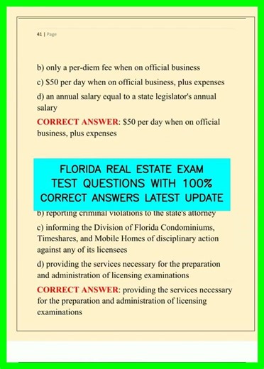FLORIDA REAL ESTATE EXAM TEST QUESTIONS WITH 100% CORRECT ANSWERS LATEST UPDATE video