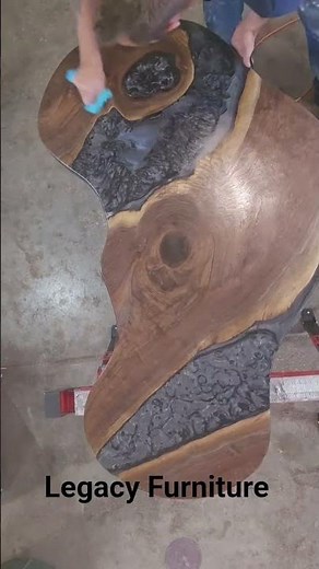 Odd-Shaped Walnut & Katana Gray Epoxy Coffee Table | Custom Live Edge by Legacy Furniture
