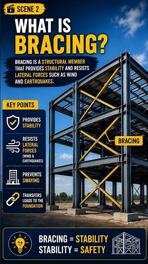 🏗️ What is Bracing? | Types of Bracing Explained | Steel Detailing Basics
