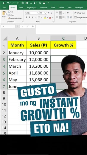 9K views · 138 reactions | Excel Hack: Calculate Monthly Growth % Like a Pro!  (No More Manual Computation!) | DieT | Facebook