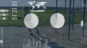 Animating charts and graphs over child playing on school playground
