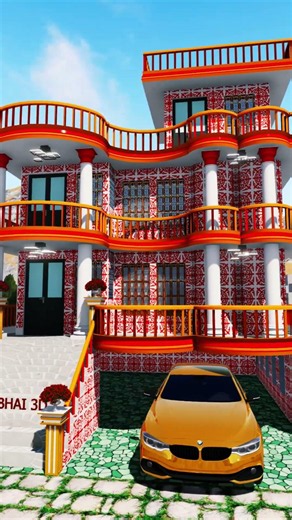 Beautiful Village housedesign |Beautiful 3D House Animation #elevation#frontelevation#hindi