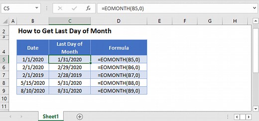 How to Get Last Day of Month - Excel & Google Sheets