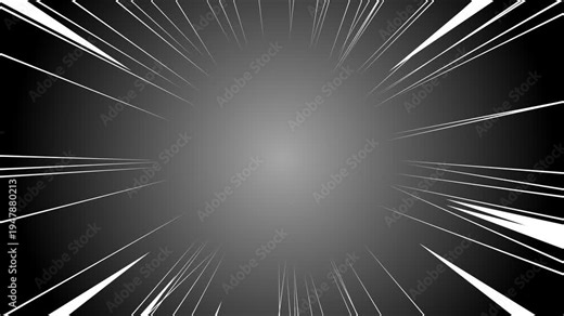 Abstract Anime Motion Lines Background with Fast Velocity Effect. Classic Manga Style Speed Lines Overlay for Action Scenes. Radial Speed Lines Animation in Japanese Comic Book Style.