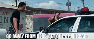 - Go away from here. - Get out of the car!