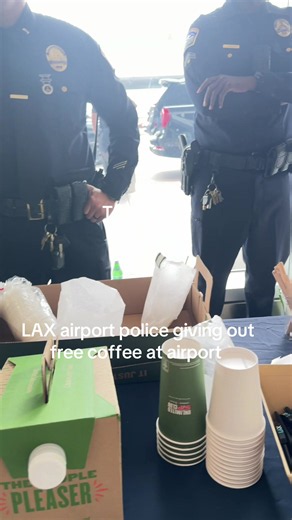 LAX airport police giving out free coffee at airport