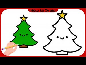 How to Draw a Cute Christmas Tree | Easy Step-by-Step Tutorial