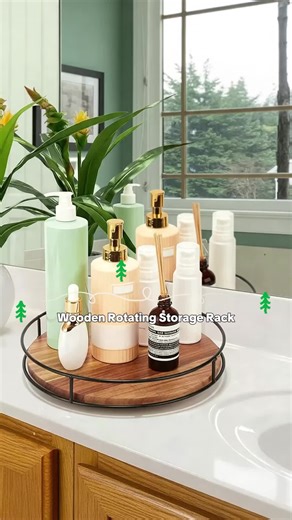 Wooden rotating storage rack, a rotating turntable for kitchen storage, with a metal frame, capable of 360-degree rotation, suitable for countertop cabinets, dining tables, food storage rooms, kitchen countertops, refrigerators, and offices. #cuttingboard #storageorganizer #practicalhomegoods #fridgeorganizers #viralrotatingcurlingiron #reusablekitchenproducts #rotatinglaptopstand #foodstoragesolutions #kitchenrack #rotatingfaucetextender