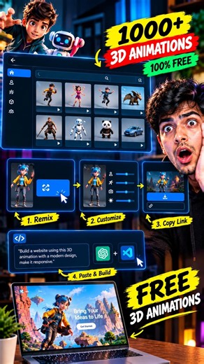 Build 3D Animated Websites Free! 🤯🌐 #shorts #vibecoding