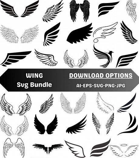 Angel Wings SVG Clipart Bundle, Cut Files (instant Download) - Etsy