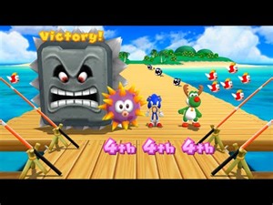 Mario Party 9 Mod Minigames - Porcupine Fish vs Sonic vs Yoshi vs Thwomp(Master Difficulty Gameplay)