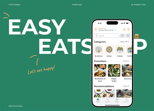 Food Delivery App - UX/UI Case study - Yuliia Shalata