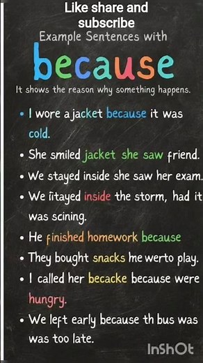 ✅ How to Use “Because” in English | Easy GrammarExampl#EnglishGrammar #Because #LearnEnglish #Shorts