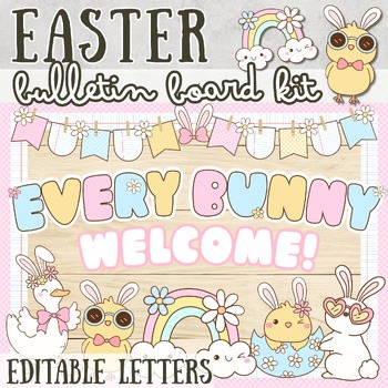 Easter Bulletin Board Ideas Spring March April Door Decor Pastel Bunny Groovy