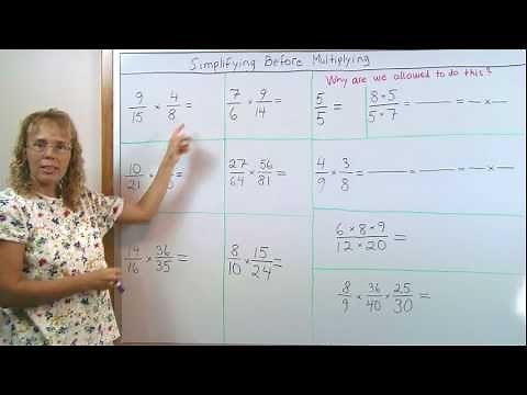 Simplifying before multiplying - fraction multiplication - grades 5-6
