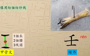 276、壬是纺线工具，汉字，说文解字，象形字，甲骨文，金文，篆文，书法，写字，国学