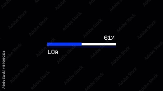Loading bar animation 8-bit with pixel text and color bar. 4K animation video