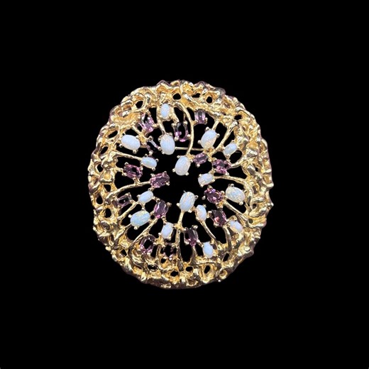 Vintage Signed Panetta Brooch Gold and Faux Purple Amethyst and Opals Midcentury - Etsy