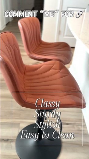 Modern Swivel Bar Stools for Kitchen Island – Set of 2 in Brown Faux Leather