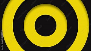 Black Yellow color circles growing from center. Seamless loop animation. Abstract circle shape motion graphics background. Stock Video