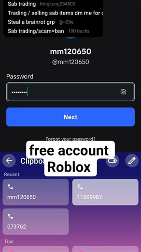 free account Roblox because I love you 💖