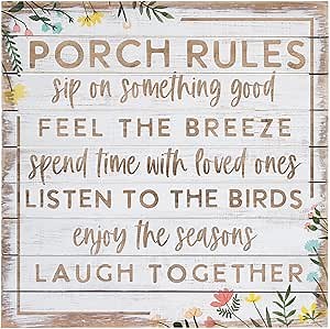 Simply Said, INC Perfect Pallets Porch Sign, Porch Rules, 14 x 14 inch Wood Plaque, Cute Wooden Porch Decor, Made in USA, PAL1594