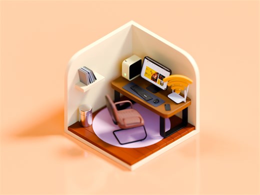 Cozy 3d work room
