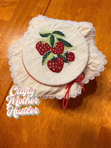 Strawberry Mason Jar Topper Embroidery Design | Wide Mouth Lace Jar Topper | 6x10 Hoop | Summer Kitchen Decor | Digital Download Jam Jelly - Etsy