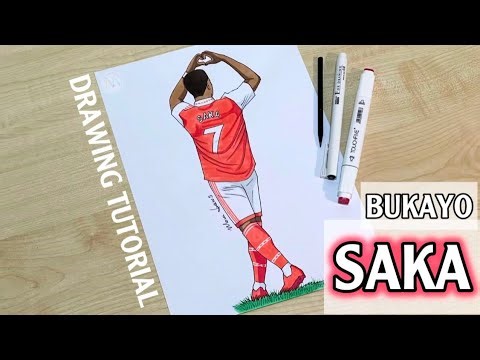 How to draw a soccer players Bukayo Saka / Arsenal