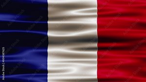 Flag of France waving on a loopable 4K animation. France flag video waving in wind. Realistic French Flag background. France Flag Looping Closeup. French national Sign.