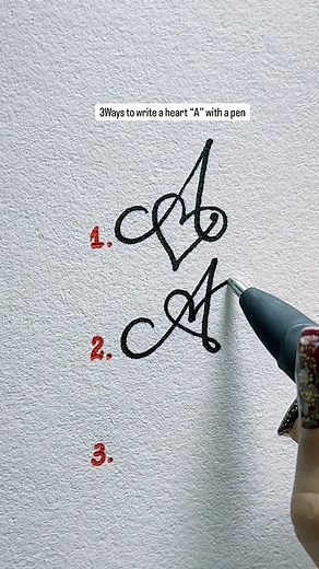 1.6M views · 13K reactions | 3Ways To Write A Heart “A” With A Pen. ....