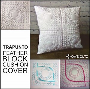 Trapunto Eye Spy Cushion Cover - Feather Block