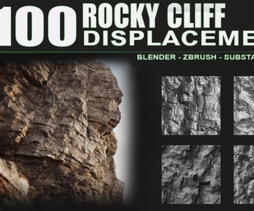 ArtStation - 100 Craggy Cliff Displacement Maps – Ultra High Definition 4K | Tileable and Seamless Ideal for Game Assets | Brushes