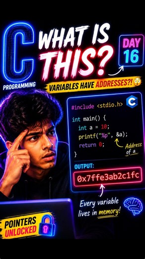 POV: Day 16 of learning C and variables have addresses?! #coding #cprogramming #programming #shorts
