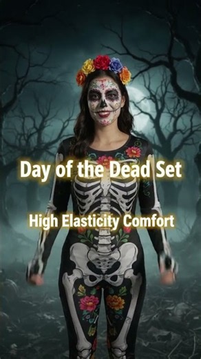 Jansun Skeleton Tights and Gloves Set Day of the Dead Costume Review #halloween#usashorts #amazon