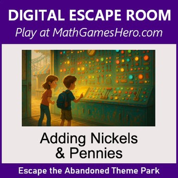 Adding Nickels & Pennies | Digital Math Escape Room Game