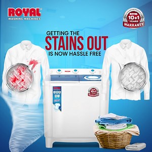 Never liked doing laundry? Don’t worry, Royal washing Machine’s smart cleaning technology will make getting the stains out, hassle free! #RoyalFans #WashingMachine #SmartLifestyle #LaundryAbMilKe | Royal Inverter Fans