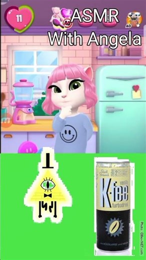 Talking Angela mukbang suicide mouse and bill cipher and k-fee drinks Ep 1