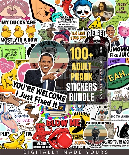 100+ lustige sarkastische Erwachsenen-Streich-Aufkleber PNG-Bundle - Prank Meme (Dirty), sarkastischer Humor PNG, Laptop-Aufkleber - niedliche Computer-Aufkleber - Etsy.de