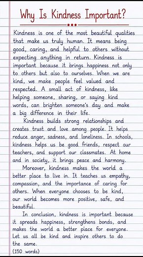 Why Is Kindness Important? | 150 Words Essay in English